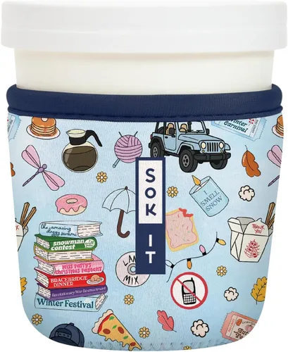 Miniatura 74 de Sok It IceCreamSok - Funda de neopreno aislada (flores abstractas, pintas de helado cónicas)