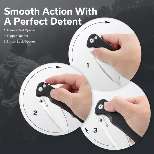 Miniatura 2 de Navaja de bolsillo plegable SENCUT Sachse para EDC, mango G10 negro satinado, hoja 9Cr18MoV de 9Cr18MoV plegable, navaja pequeña con clip, cierre