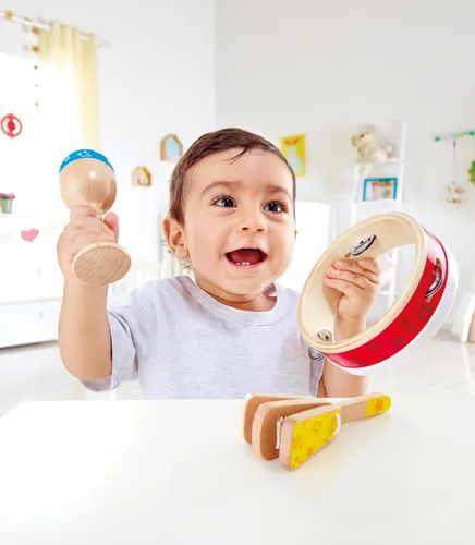 Miniatura 2 de Hape Juego de percusión junior Juego de instrumentos de percusión de madera de 3 piezas para niños pequeños, E0615