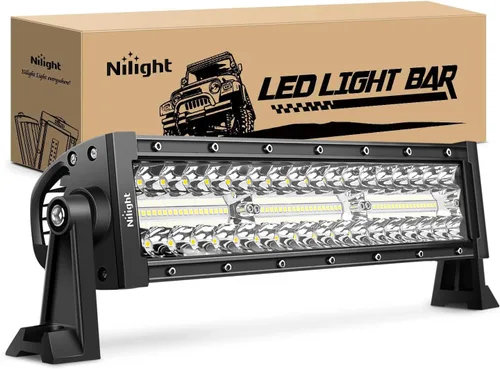 Miniatura 12 de Nilight - Barra de luz LED de 9,5 pulgadas, triple fila, haz de inundación y foco combinado, 64 LED, luces de niebla, para conducción, trabajo
