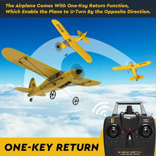 Miniatura 5 de Avión RC de 82.4 °F con control remoto de 3 canales, entrenador de avión deportivo Cub S2 con protector de hélice y sistema de estabilización