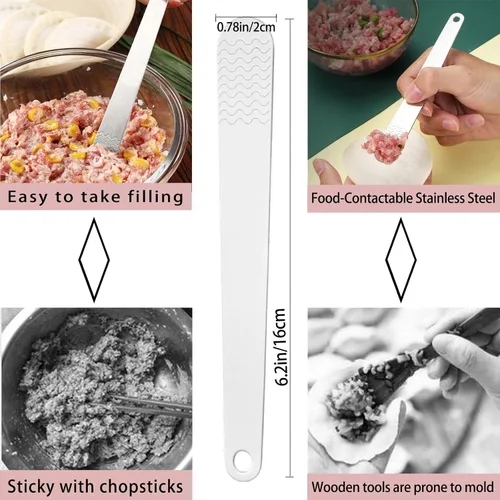 Miniatura 4 de Molde Automático para Hacer Dumplings de Doble Cabezal para el Hogar, Prensa para Hacer Dumplings con Almohadilla de Amasado, 2 Herramientas