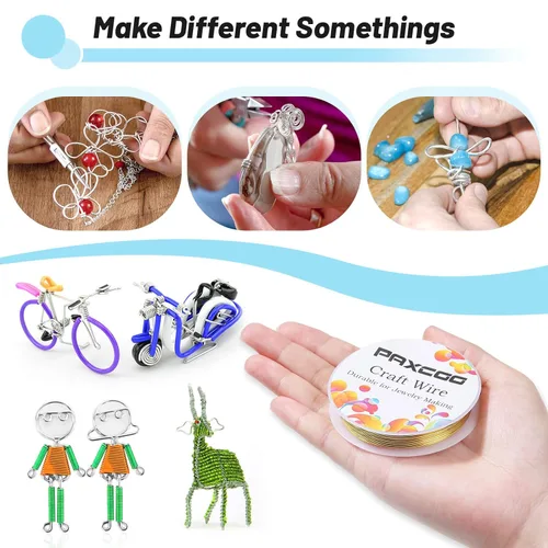 Miniatura 5 de Paxcoo Paquete de 3 alambres de joyería para manualidades, calibre 18, resistentes al deslustre, para suministros de fabricación de joyas