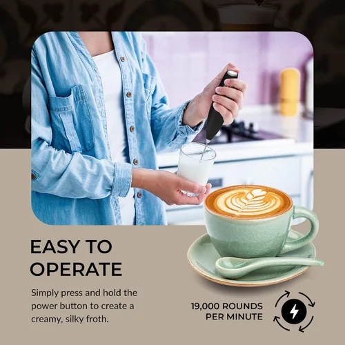 Miniatura 5 de Chefwave Potente espumador de leche eléctrico con soporte Espumador de leche mezclador de bebidas de mano y batidor de matcha
