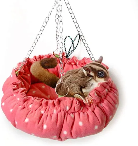 Miniatura 8 de Oncpcare Hamaca de jaula de animales pequeños, hamaca de flor, jaula de conejillo de indias, cama cálida para loro planeador de azúcar, hurón