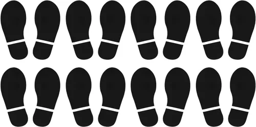 PATIKIL Adhesivo de huellas de 6 x 2.5 pulgadas, 8 pares de zapatos de PVC para decoración de clase, guía de escaleras, color negro