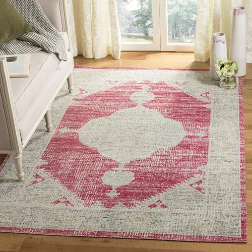 Miniatura 7 de SAFAVIEH Alfombra lavable para exteriores, colección Montage - Alfombra de pasillo de 2 pies 3 pulgadas x 8 pies, rosa y gris, no desprende pelusa