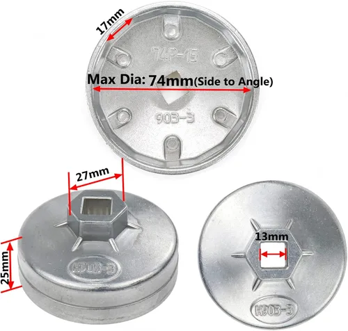 2.913 in Max Dentro Dia 15 Flautas Tapa De Extremo Filtro De Aceite Llave Herramienta Automática