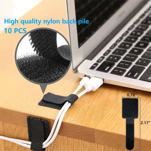 Miniatura 9 de ELII Kit de gestión de cables de 328 piezas, 8 soportes magnéticos para cables, 69 clips adhesivos para cables, 4 fundas para cables divididas, 22