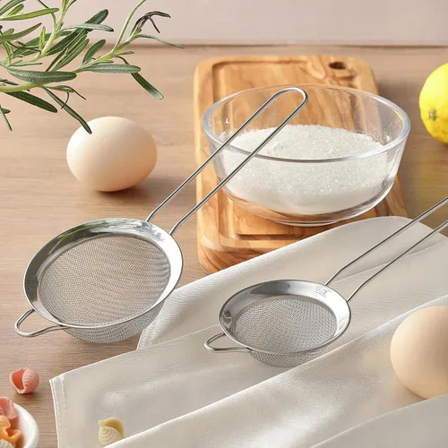 Miniatura 6 de Paquete de 2 coladores de malla fina, mini colador de acero inoxidable con asa para cocina, tamices de metal para colar té, matcha, cóctel, jugo