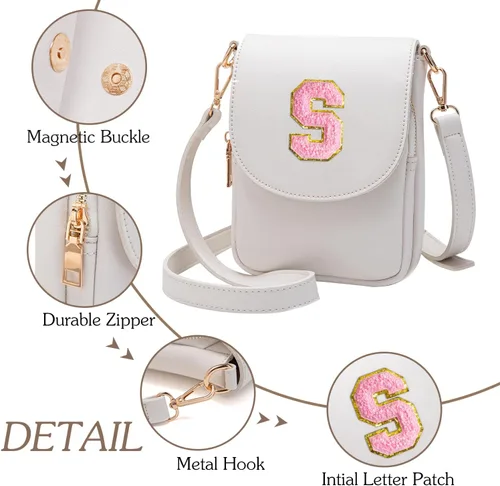 Miniatura 5 de Viverte Bolso Cruzado para Niñas Adolescentes Pequeñas, Bolso Inicial para Celular, Pequeña Cartera para Niños Pequeños, Bolso de Cuero con Tres
