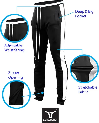 Miniatura 3 de Screenshot - Pantalones deportivos con cinta lateral estilo Hip Hop, ajuste ceñido, para hombre