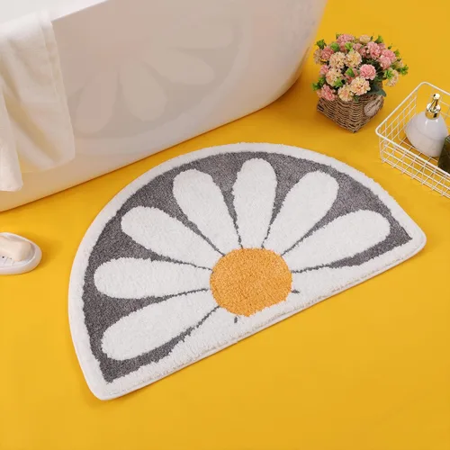 Miniatura 8 de Daisy - Alfombra de baño de felpa de secado rápido con respaldo de goma, antideslizante y lavable para ducha y dormitorio (azul, 24 x 16 pulgadas)