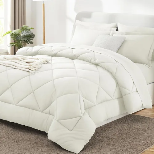 Miniatura 34 de CozyLux - Juego de edredón en una bolsa, para dormitorio universitario, todas las estaciones, edredón, sábanas y fundas para almohada y decorativas