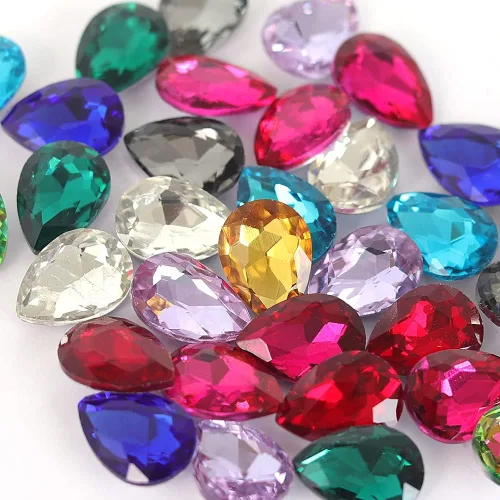 Miniatura 3 de Lágrima de cristal de 0.512 x 0.709 in con diamantes de imitación grandes Pointback para manualidades, fabricación de joyas, zapatos, cuentas