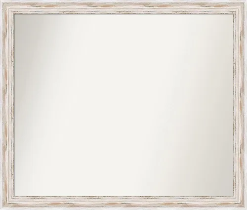 Miniatura 282 de Amanti Art Espejo de baño blanco para sobre el fregadero, 30 x 35 pulgadas, espejo de tocador rectangular estrecho de Eva de oro blanco, marco