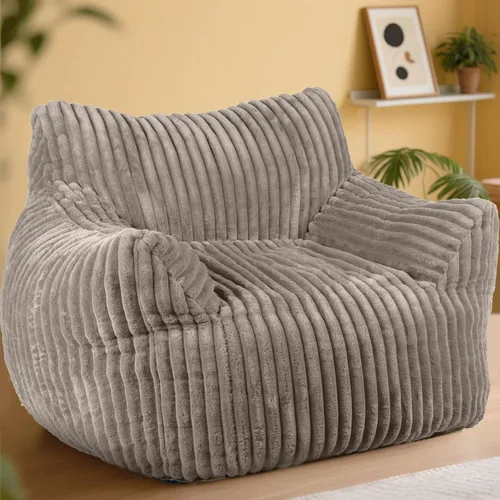 Miniatura 15 de Puf gigante, cómodo sofá puff de felpa de gran tamaño para adultos y niños con reposabrazos, mini sofá de espuma viscoelástica para sala de estar