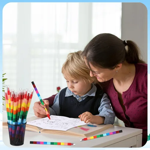 Miniatura 5 de Funrous 24 piezas de libros para colorear de invierno de Navidad a granel con 24 crayones apilables, páginas para dibujar de osos polares, muñecos