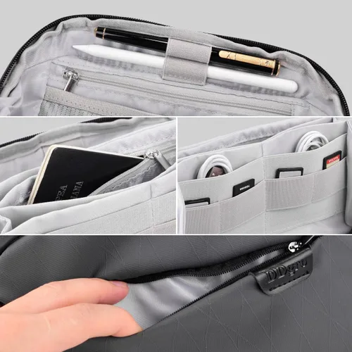 Miniatura 5 de Organizador de cables electrónicos Estuche de viaje, bolsa de carga, bolsa de transporte para accesorios tecnológicos (gris oscuro)