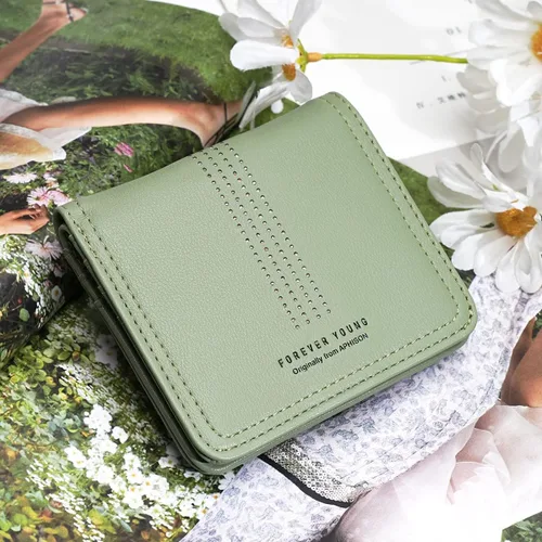 Miniatura 7 de APHISON Billetera para mujer, delgada y pequeña, cartera RFID para mujer, 05A125VERDE, Moderno