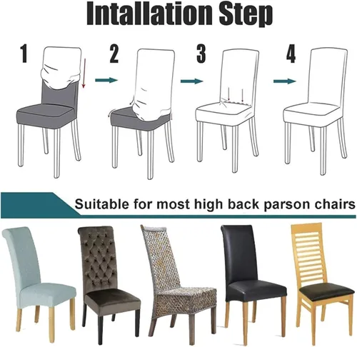 Miniatura 7 de Chair Cover 4pcs Dining Chair Covers Stretch Velvet Removable Washable Large Soft Dining Kitchen Home Restaurant Chair Slipcovers(Bule Grey)