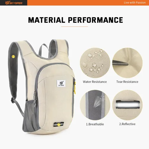 Miniatura 4 de SKYSPER Mochila Pequeña de Día 10L Mochila de Senderismo Plegable Ligera Mochila de Viaje de Día para Mujeres y Hombres Crema