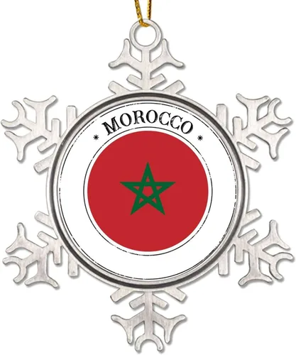 Miniatura 10 de Mozambique - Adornos de Navidad de copo de nieve de metal, recuerdo patriótico, regalo de recuerdo de país, adornos de Navidad para árbol, bandera