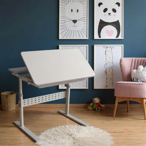 Miniatura 2 de Mount-It! Escritorio ajustable para niños con escritorio inclinable, mesa de estudio de altura ajustable con cajón de almacenamiento, escritorio