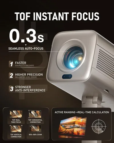 Miniatura 5 de [Aplicación con licencia oficial y audio DoIby] Mini proyector inteligente con WiFi y Bluetooth, VOPLLS 2000ANSI Proyector portátil para exteriores