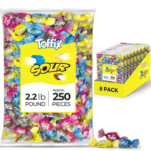 Miniatura 12 de Toffix Golosinas de café masticables, rellenas en el centro, caramelos suaves y masticables envueltos individualmente, 250 piezas de snacks