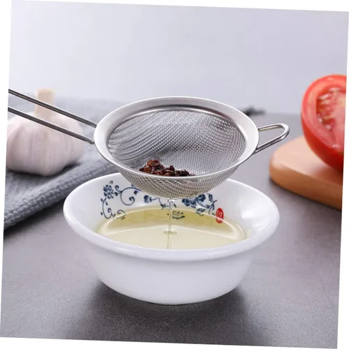 Miniatura 7 de PRETYZOOM Colador de malla de acero inoxidable, colador de tamiz de grano Twilled para tienda de té, harina de cocina, especias de azúcar, arroz