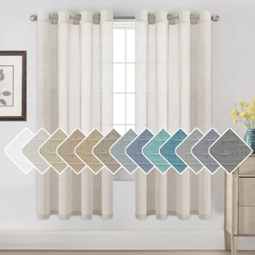 Miniatura 127 de H.VERSAILTEX Cortinas de 96 pulgadas de largo, cortinas de lino/cortinas transparentes de mezcla de lino natural/paneles/cortinas para sala