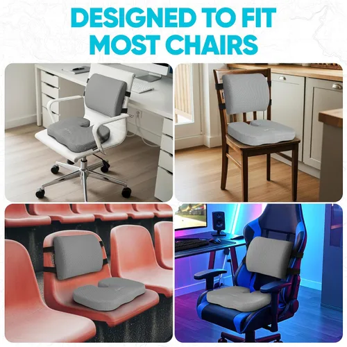 Miniatura 9 de FORTEM Cojín para Asiento, Cojín para Silla de Oficina, Almohada de Apoyo Lumbar para Silla de Oficina, Cojín de Espuma Viscoelástica para Alivio