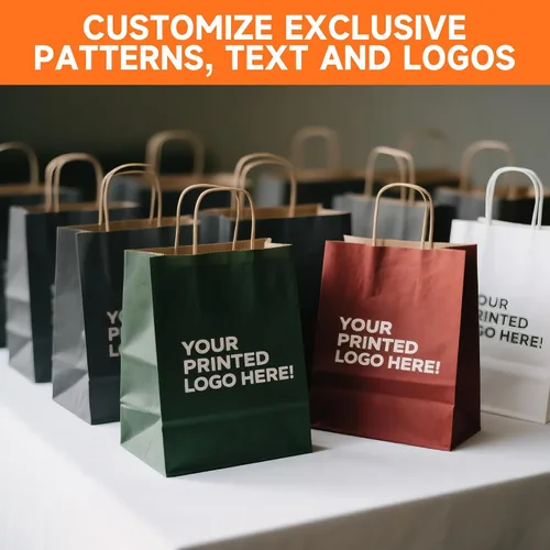 Miniatura 6 de METAPRINT 50 bolsas de papel kraft impresas personalizadas para pequeñas empresas, tamaño mediano de 8 x 4.5 x 10 pulgadas, bolsas de regalo