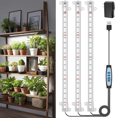 Miniatura 9 de Wiaxulay - Tiras de luz LED para cultivo de plantas de interior, luz de crecimiento de espectro completo de 6000K, lámpara solar con temporizador