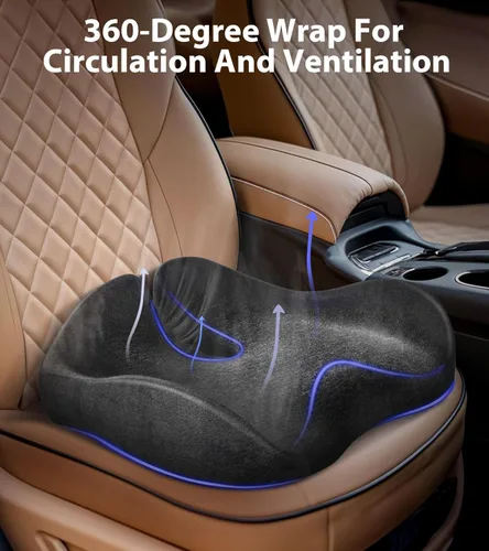 Miniatura 7 de Cojín de asiento, cojín de espuma viscoelástica para aliviar el dolor de coxis, almohadilla extra grande para silla de oficina, asiento de automóvil