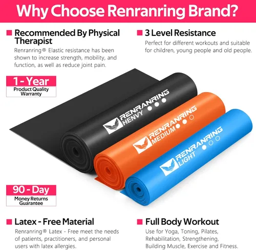 Miniatura 2 de Bandas de resistencia para entrenamiento, bandas de ejercicio para terapia física, estiramiento, recuperación, pilates, rehabilitación