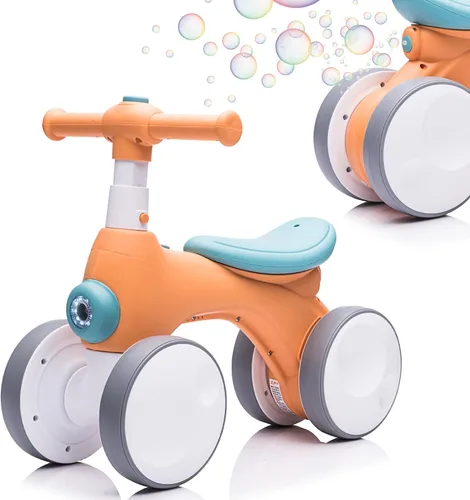 Miniatura 8 de Bicicleta de equilibrio para bebés y niños pequeños con máquina de burbujas para niños de 1 año, bicicleta de equilibrio para niños de 4 ruedas