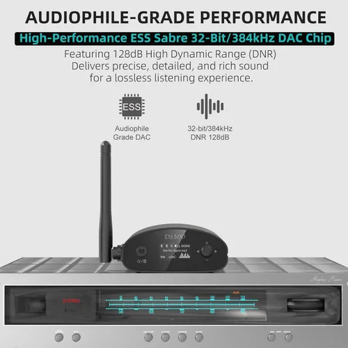 Miniatura 4 de 1Mii DS500 Receptor Bluetooth 5.3 de alta resolución, DAC audiófilo de 32 bits/384 kHz, LDAC sin pérdida y aptX HD, pantalla OLED, ecualizador