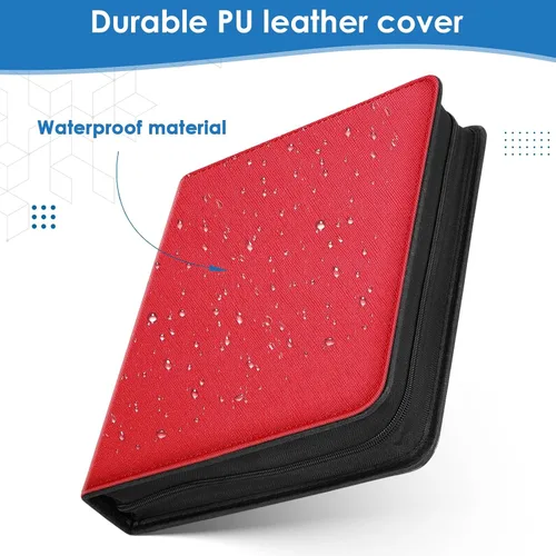 Miniatura 3 de Carpeta de tarjetas de 900 bolsillos, para tarjetas coleccionables y 9 bolsillos duradero, protectores de tarjetas de béisbol para MTC, TCG, Rojo