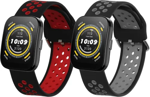 Miniatura 12 de kwmobile Correa compatible con Amazfit Bip 6 / Bip 5 Unity/Bip 5 / GTS 3 / Balance 2 / Correa de repuesto de silicona para reloj - Negro/Gris oscuro