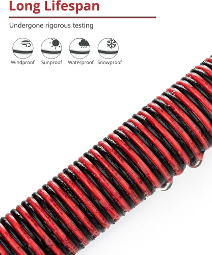 Miniatura 5 de Cable de extensión de 65.6 pies JACKYLED 20M 22AWG Cable de alambre LED para tiras LED de un solo color 22/2 de bajo voltaje, negro y rojo, luz LED