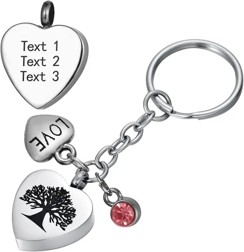 Miniatura 27 de Llavero de urna de recuerdo conmemorativo de joyería de cremación de acero inoxidable para cenizas, Acero inoxidable