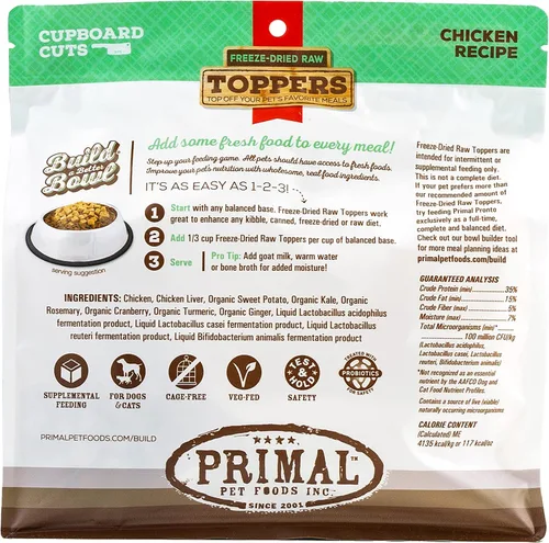 Miniatura 8 de Primal - Toppers de comida para perros y gatos, cortes de armario, mezcladores de comidas sin granos con probióticos, golosinas crudas liofilizadas