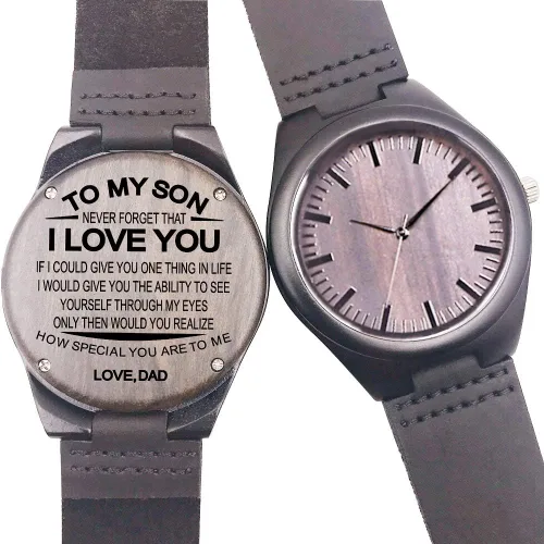 Miniatura 2 de Reloj de madera grabado casual, hecho a mano, reloj de madera para diferentes miembros de la familia, papá, mamá, hijo, hija, esposo, esposa