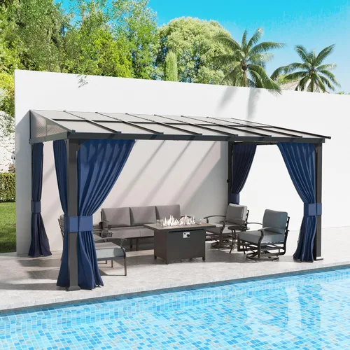 Miniatura 17 de Kullavik Gazebo de parrilla de techo rígido de 8 x 5 pies, gazebo para barbacoa al aire libre con techo de acero galvanizado y gancho de techo