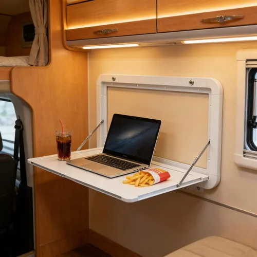 Mesas plegables de 31.5 pulgadas para caravana, mesa plegable de aleación de aluminio, mesa de pared plegable con cerradura para caravana, camino al