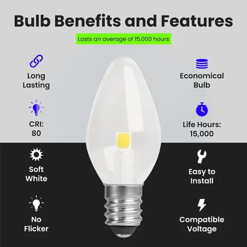Miniatura 5 de Feit Electric BP7C7/827/LED/4 0.6W Equivalente a 7W 30 Lúmenes Base de Candelabro Cuatro Bombillas LED C7 de Luz Nocturna, 2.1" H x 0.9" D, 2700K