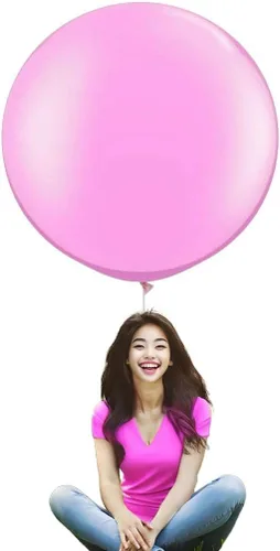 Miniatura 12 de IN-JOOYAA Globos redondos grandes de 36 pulgadas, paquete de 5 globos de látex gigantes de color rosa intenso para decoraciones de fiestas Amarillo