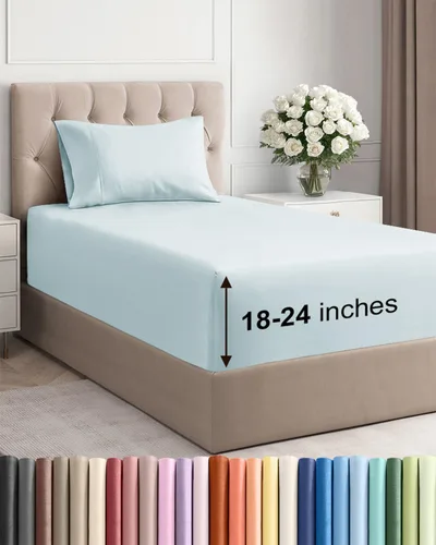 Miniatura 134 de Sábanas King divididas con bolsillos extra profundos, sábanas transpirables y refrescantes de 5 piezas, sábanas de lujo para hotel, suaves, sin 22